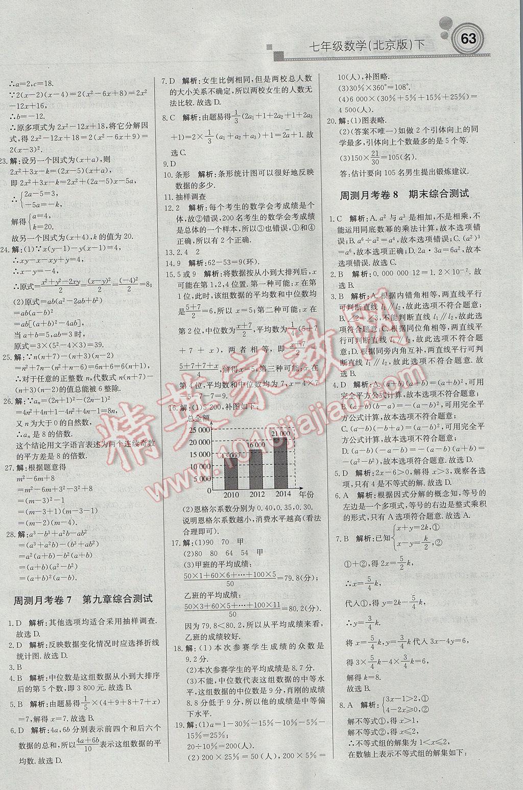 2017年輕巧奪冠周測(cè)月考直通中考七年級(jí)數(shù)學(xué)下冊(cè)北京版 參考答案第17頁