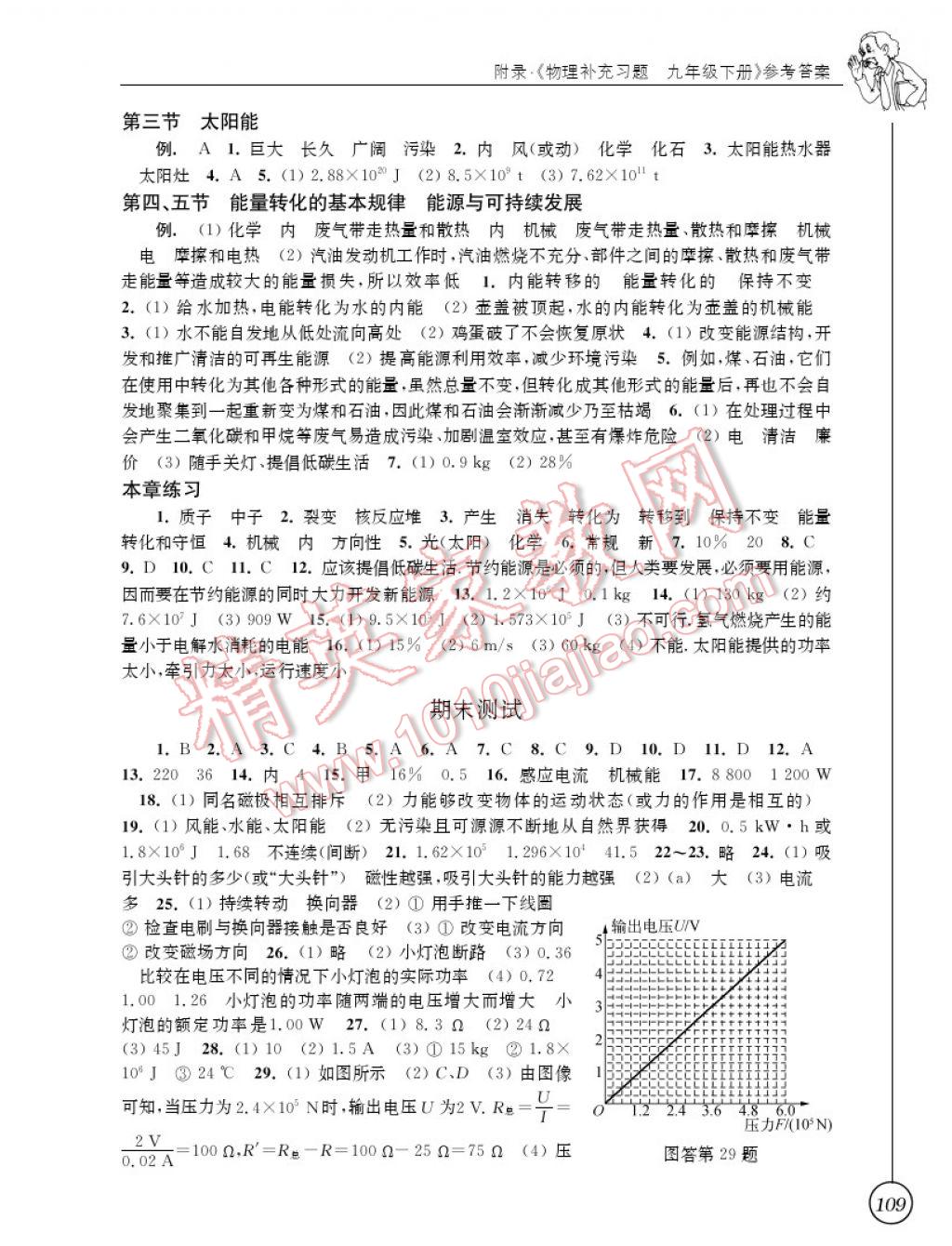 2017年物理補充習(xí)題九年級下冊蘇科版江蘇鳳凰科學(xué)技術(shù)出版社 參考答案第5頁