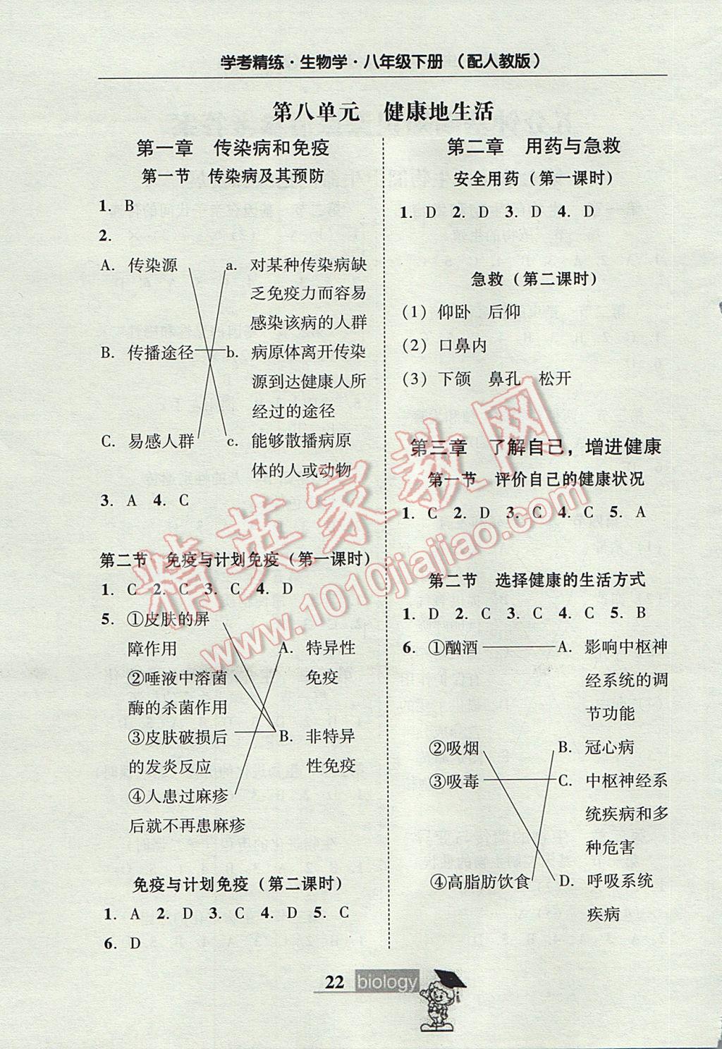 2017年南粤学典学考精练八年级生物学下册人教版 课课清答案第10页