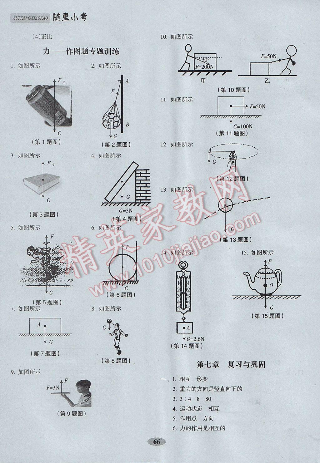 2017年隨堂小考八年級(jí)物理下冊(cè)人教版 參考答案第1頁(yè)