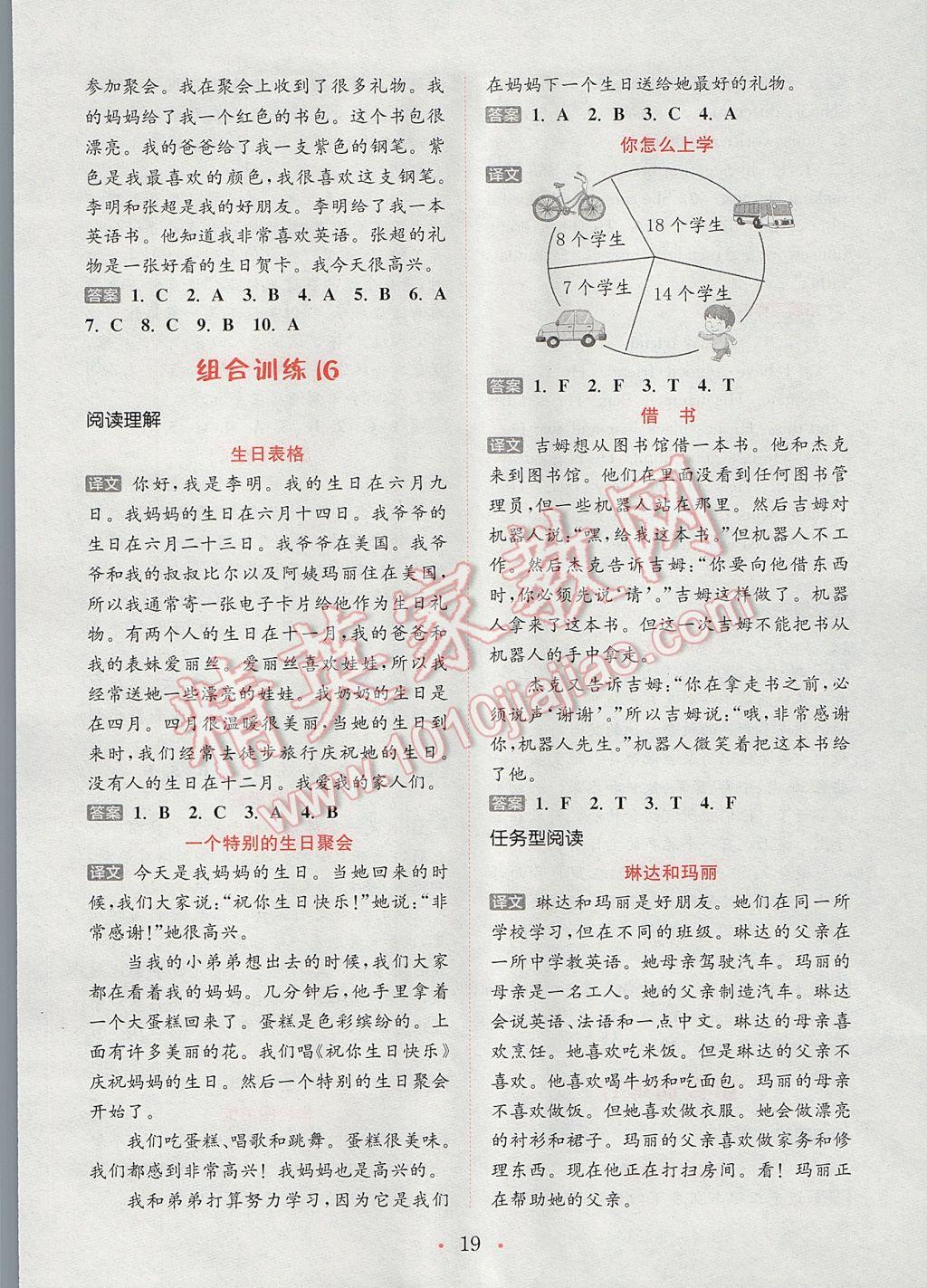 2017年通城學(xué)典小學(xué)英語閱讀組合訓(xùn)練五年級下冊通用版 參考答案第19頁