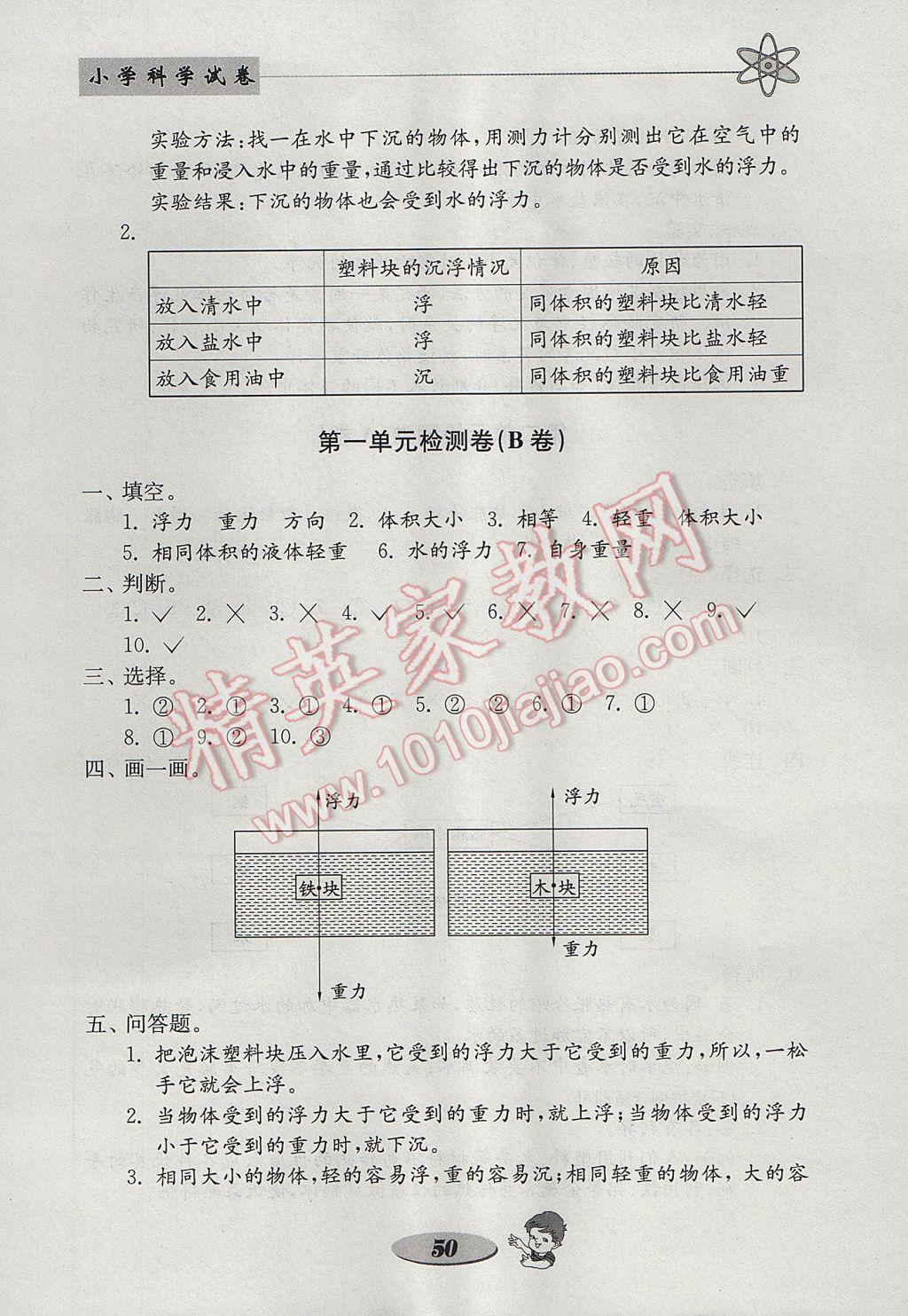 2017年金钥匙小学科学试卷五年级下册教科版 参考答案第2页