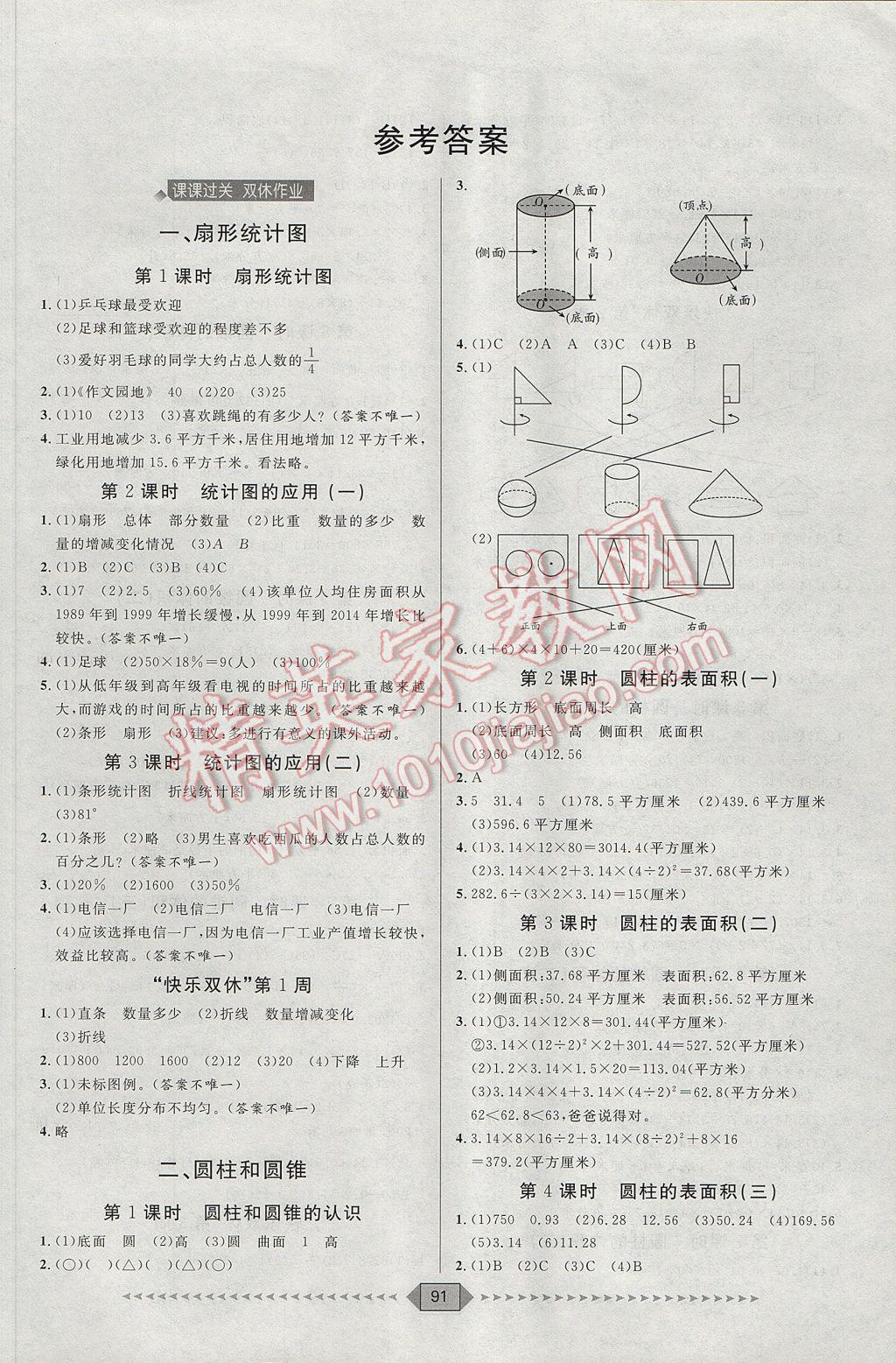 2017年陽光計(jì)劃第一步六年級數(shù)學(xué)下冊蘇教版 參考答案第1頁