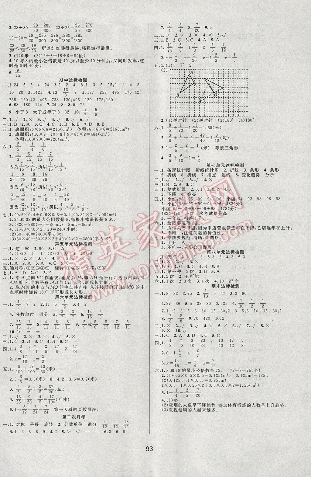 2017年好成績1加1學(xué)習(xí)導(dǎo)航五年級數(shù)學(xué)下冊人教版 參考答案第7頁