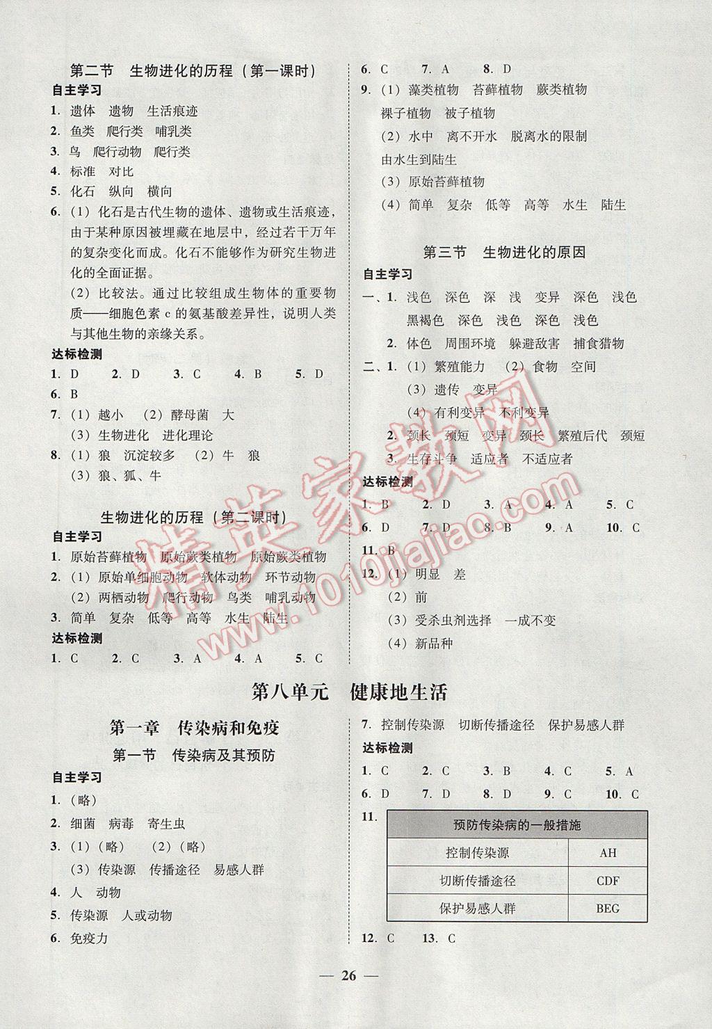 2017年南粤学典学考精练八年级生物学下册人教版 参考答案第6页