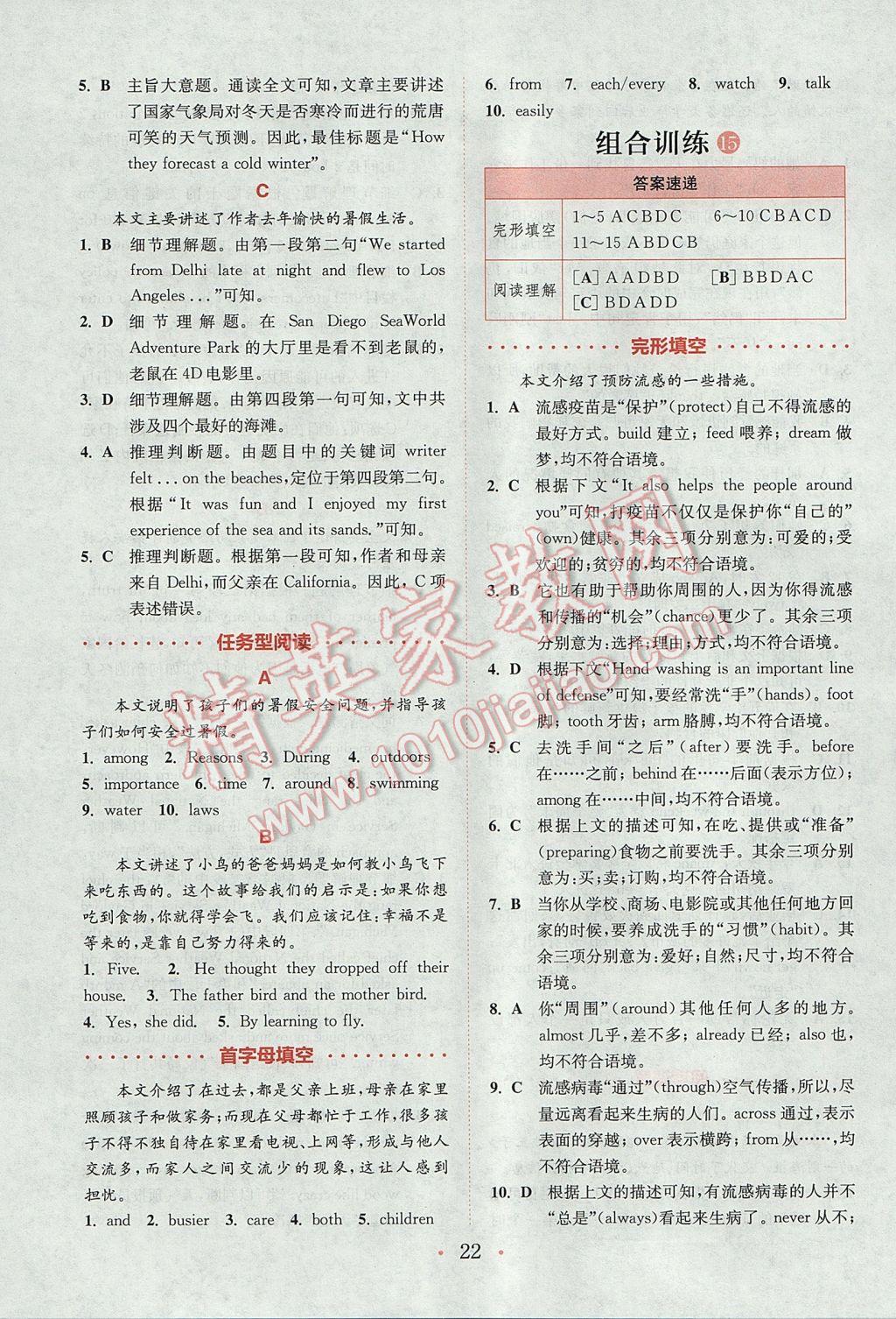 2017年通城學(xué)典初中英語閱讀組合訓(xùn)練八年級下冊江蘇專版 參考答案第22頁