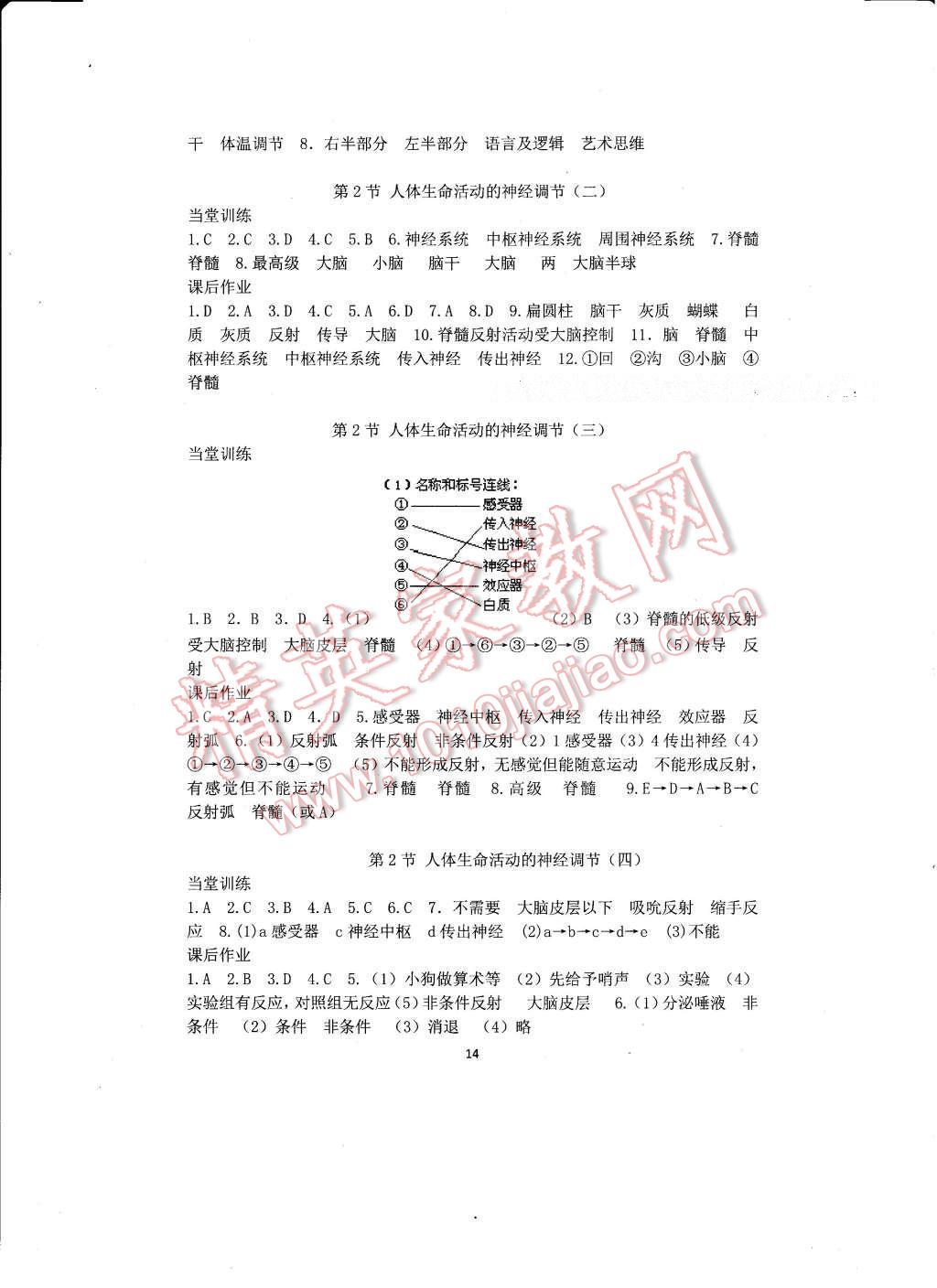 2017年全程助学与学习评估八年级科学下册 参考答案第14页