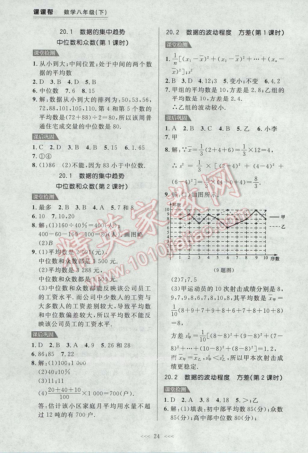 2017年中考快遞課課幫八年級(jí)數(shù)學(xué)下冊(cè)大連專(zhuān)用 參考答案第24頁(yè)