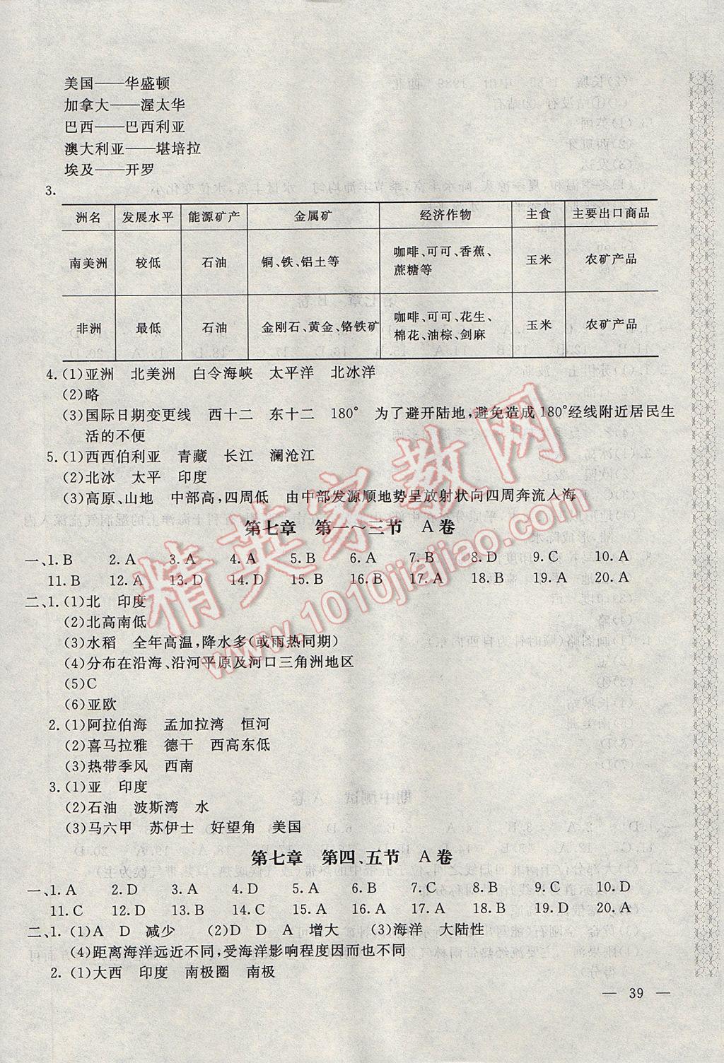 2017年新課堂AB卷七年級(jí)地理下冊(cè)湘教版 參考答案第2頁(yè)