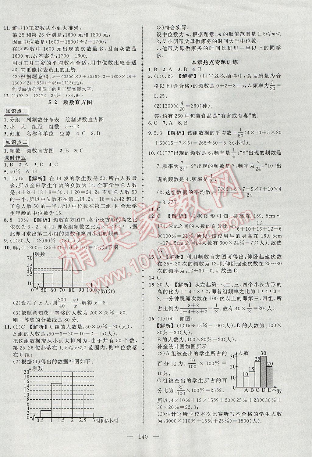 2017年黄冈创优作业导学练八年级数学下册湘教版 参考答案第22页