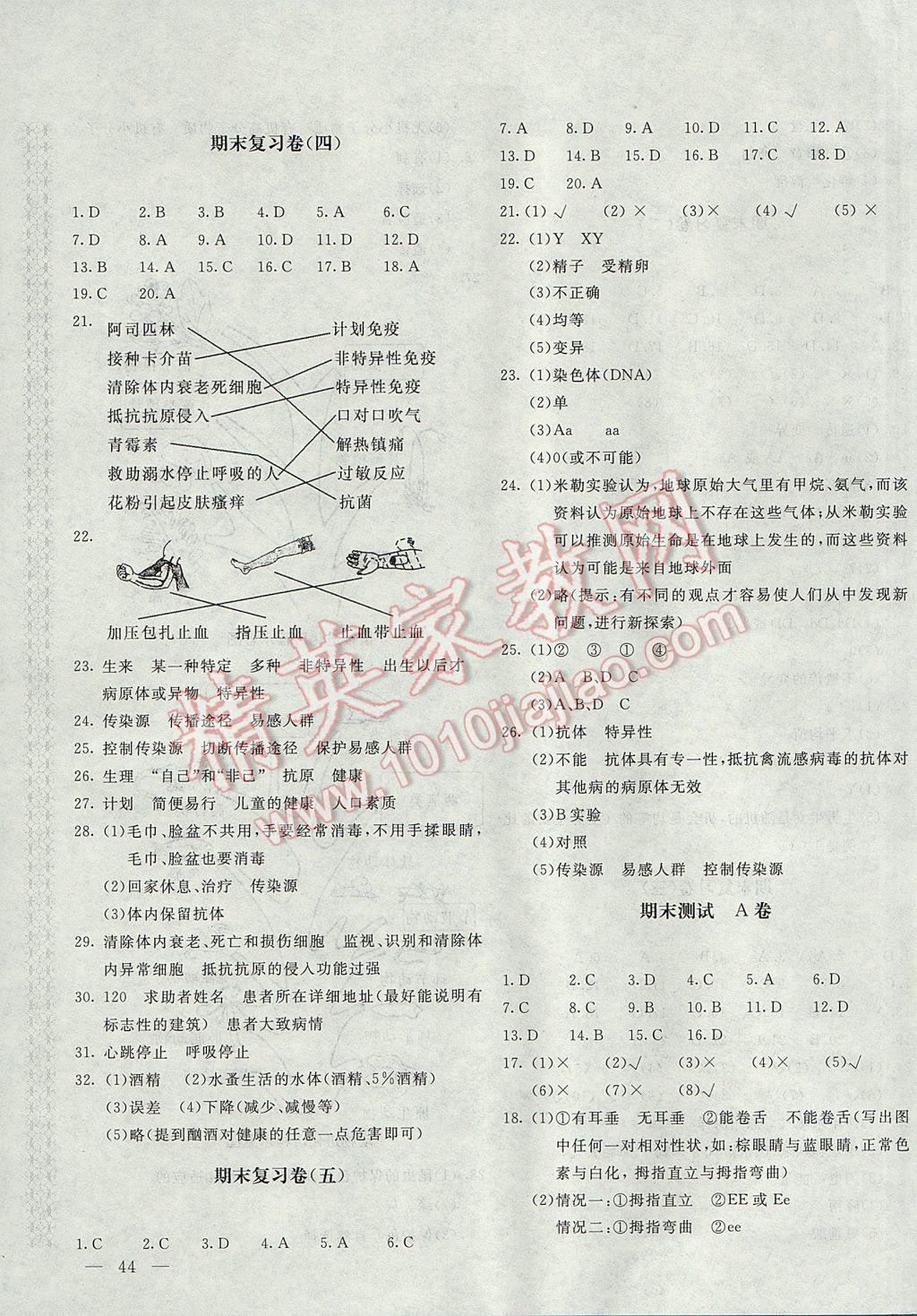 2017年新課堂AB卷八年級(jí)生物學(xué)下冊(cè)人教版 參考答案第7頁(yè)