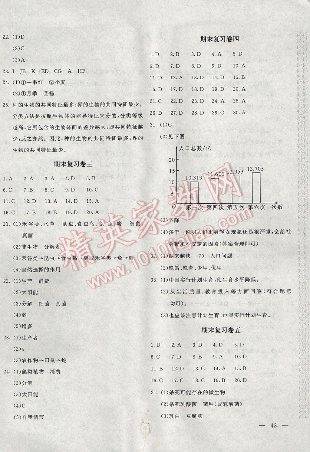 2017年新課堂AB卷八年級生物學(xué)下冊北師大版 參考答案第6頁