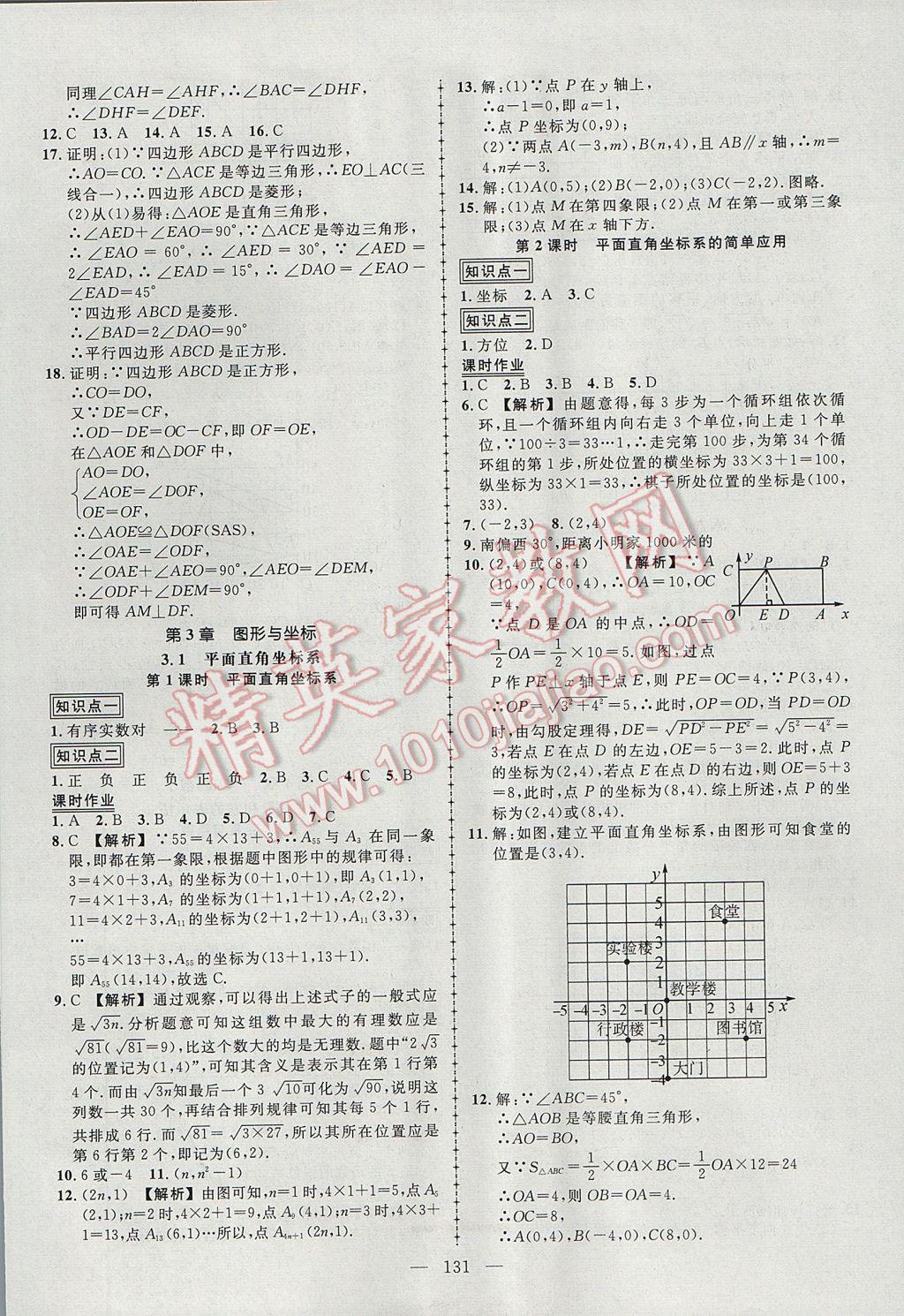 2017年黄冈创优作业导学练八年级数学下册湘教版 参考答案第13页