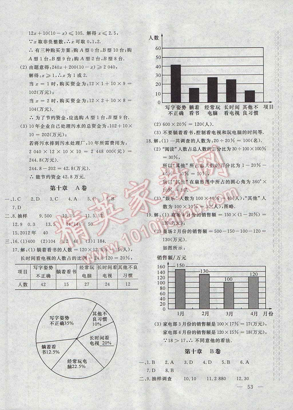 2017年新课堂AB卷七年级数学下册人教版 参考答案第6页