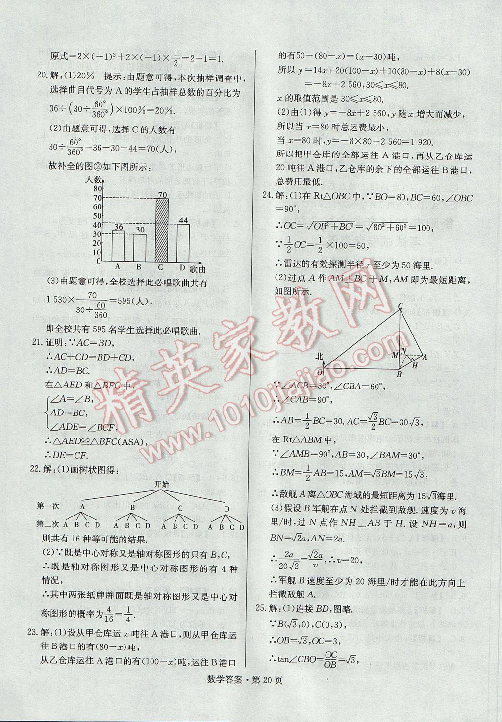 2017年湖南中考必備數(shù)學(xué) 參考答案第19頁