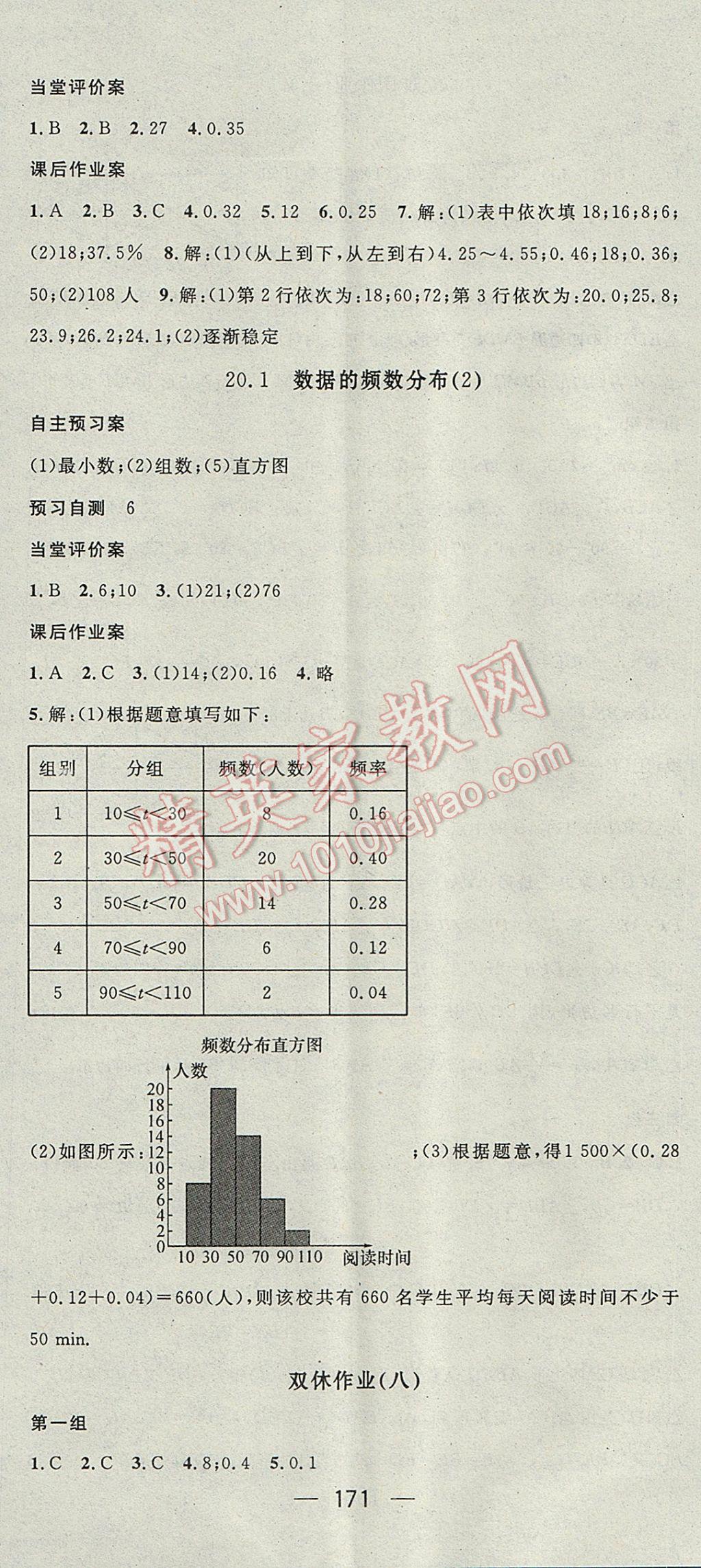 2017年名师测控八年级数学下册沪科版 参考答案第29页