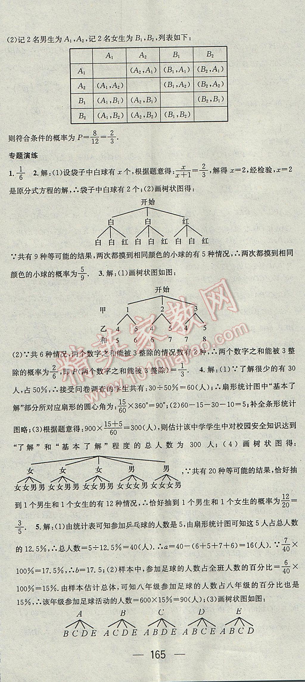 2017年名师测控九年级数学下册沪科版 参考答案第29页