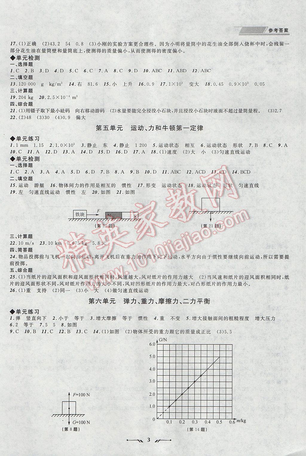 2017年中考全程復(fù)習(xí)訓(xùn)練物理大連專版 參考答案第3頁(yè)