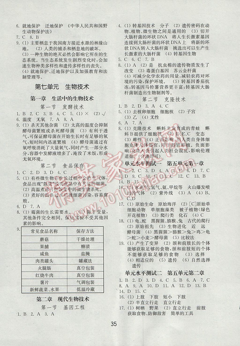 2017年初中基礎訓練八年級生物學下冊濟南版山東教育出版社 參考答案第3頁