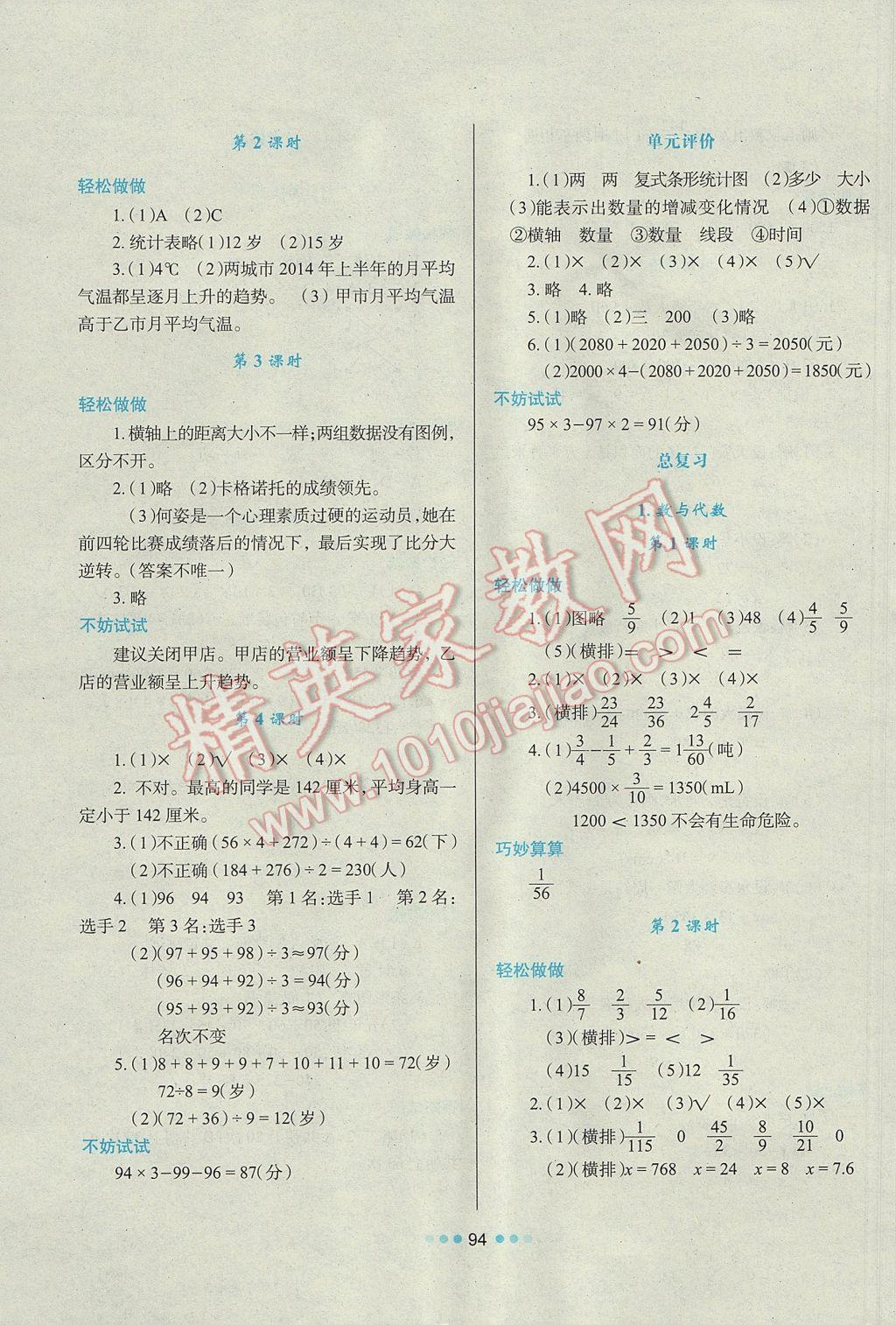 2017年新課程學(xué)習(xí)與評(píng)價(jià)五年級(jí)數(shù)學(xué)下冊(cè)課標(biāo)版 參考答案第11頁(yè)