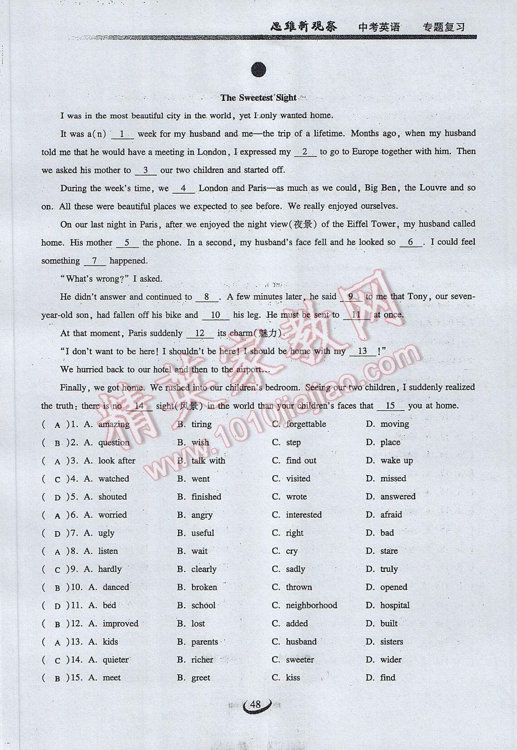 2017年思維新觀察中考英語 第二部分 題型專練第48頁