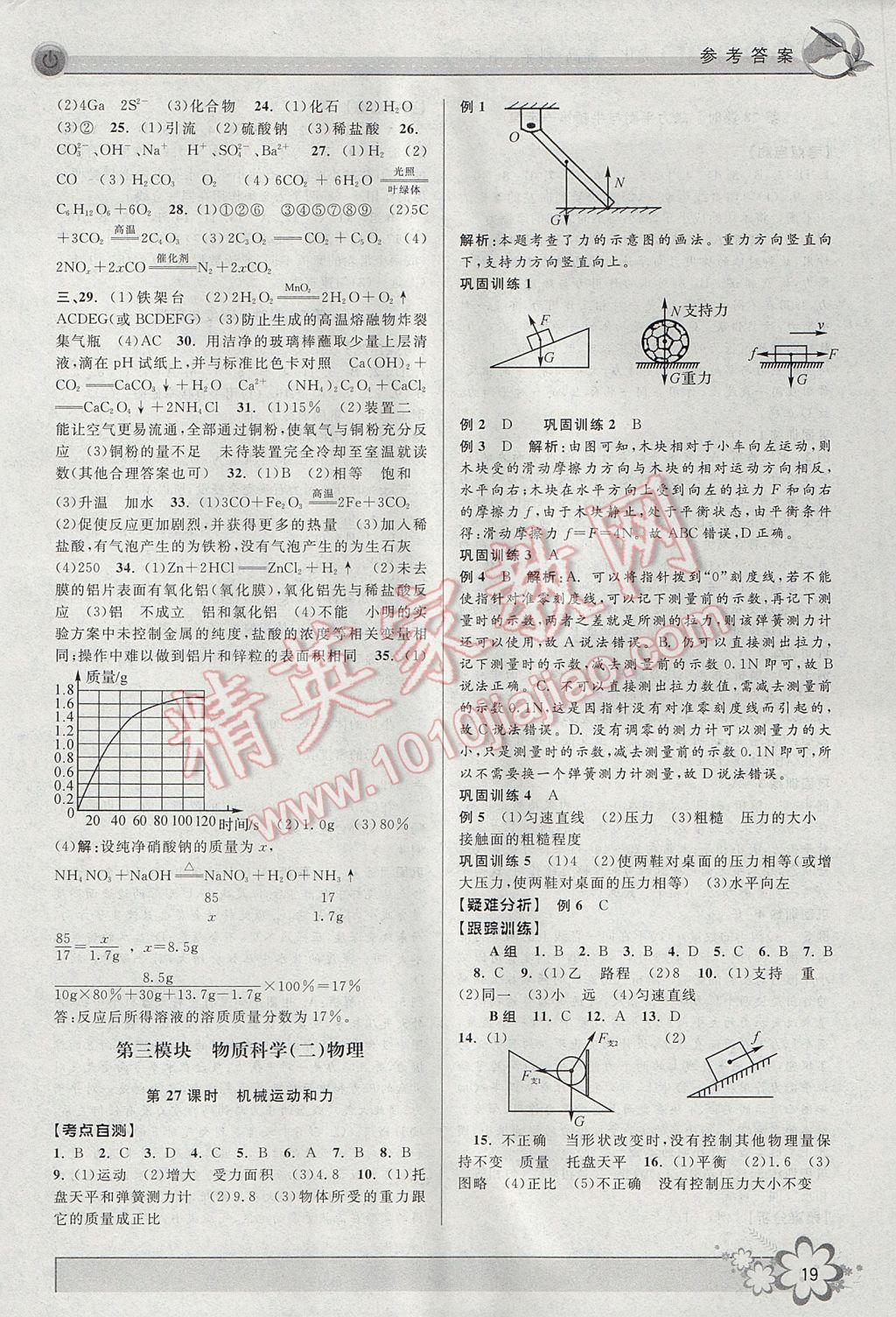 2017年初中新學(xué)案優(yōu)化與提高科學(xué)中考總復(fù)習(xí) 參考答案第19頁