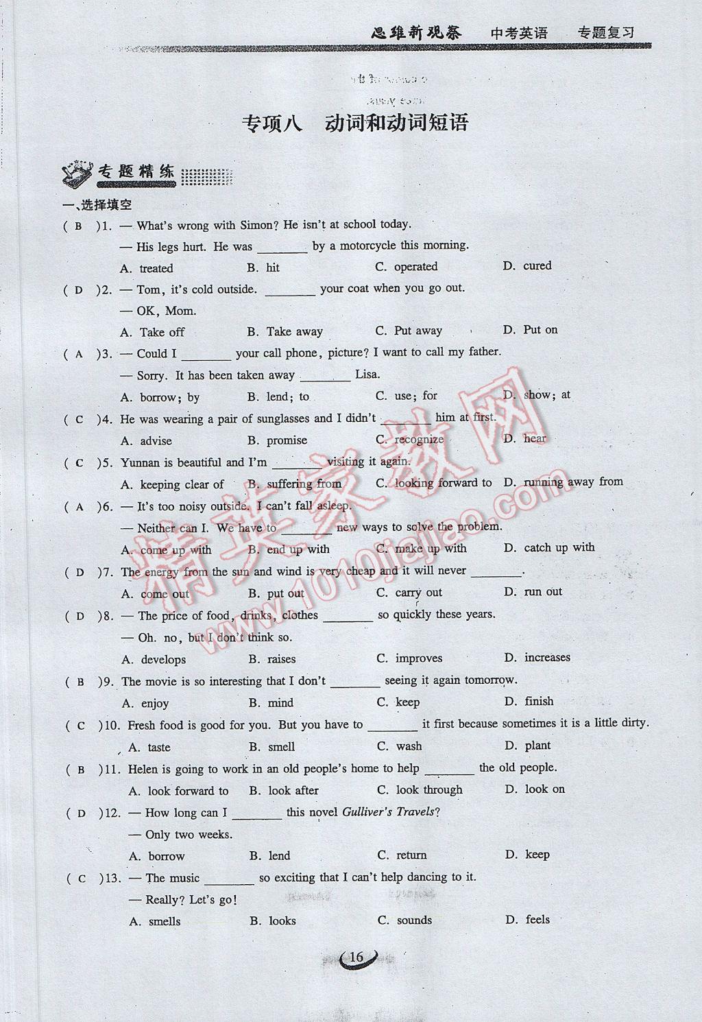 2017年思維新觀察中考英語 第一部分 語法專練第16頁