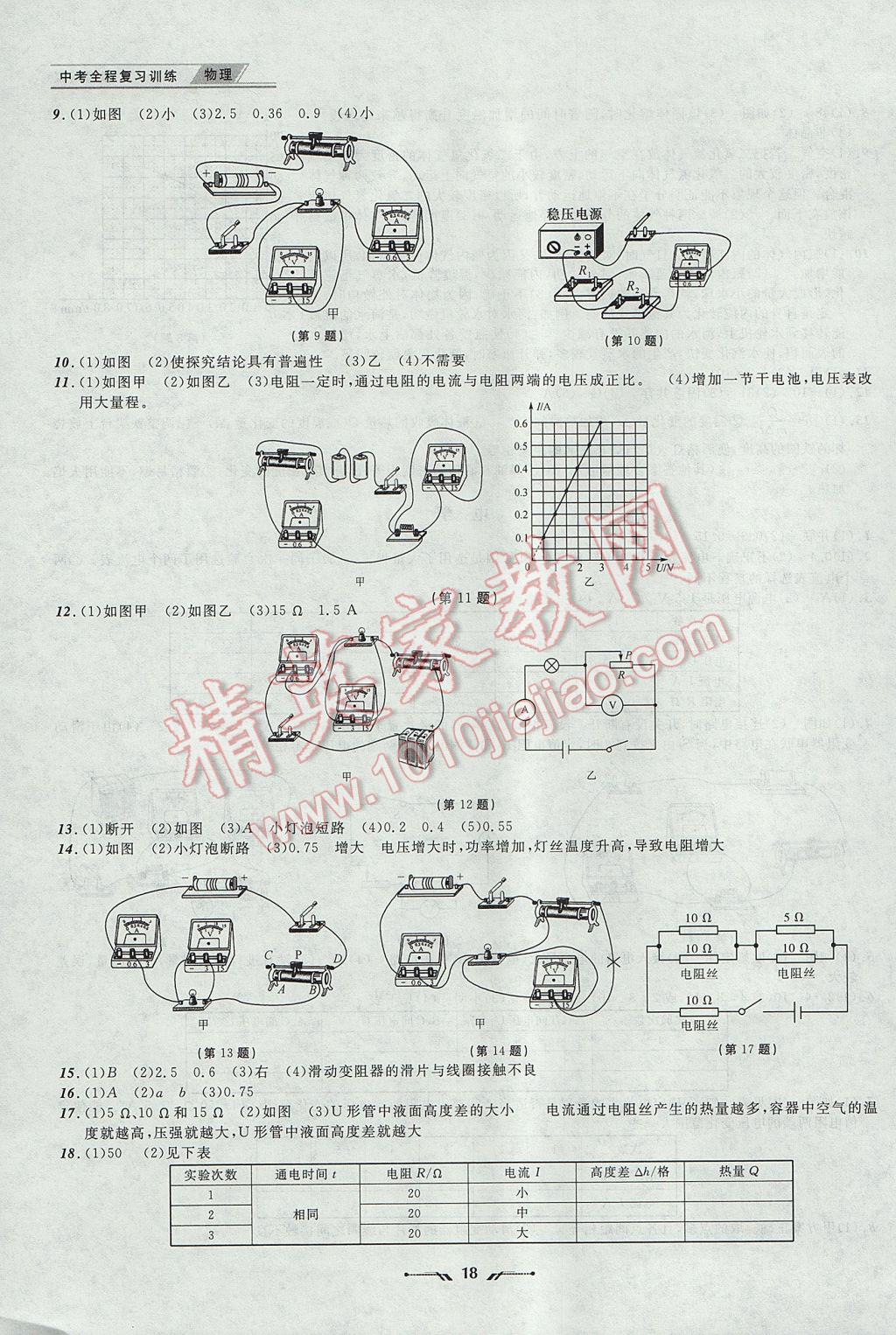 2017年中考全程復(fù)習(xí)訓(xùn)練物理大連專版 參考答案第18頁(yè)