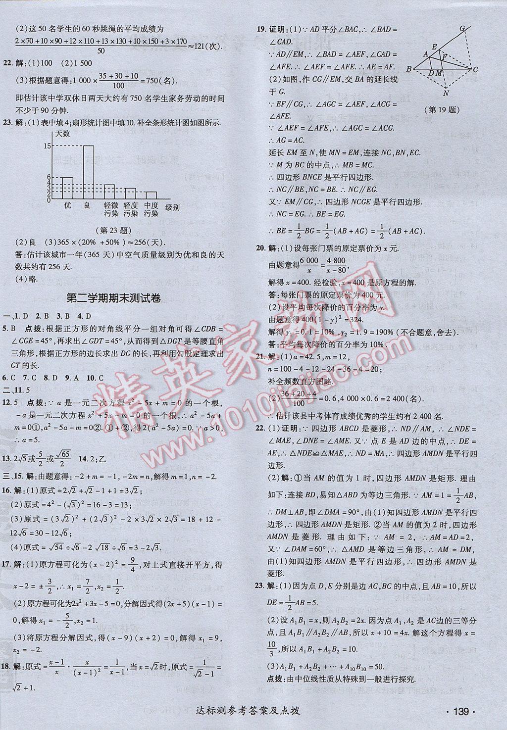 2017年點(diǎn)撥訓(xùn)練八年級(jí)數(shù)學(xué)下冊(cè)滬科版 參考答案第6頁(yè)