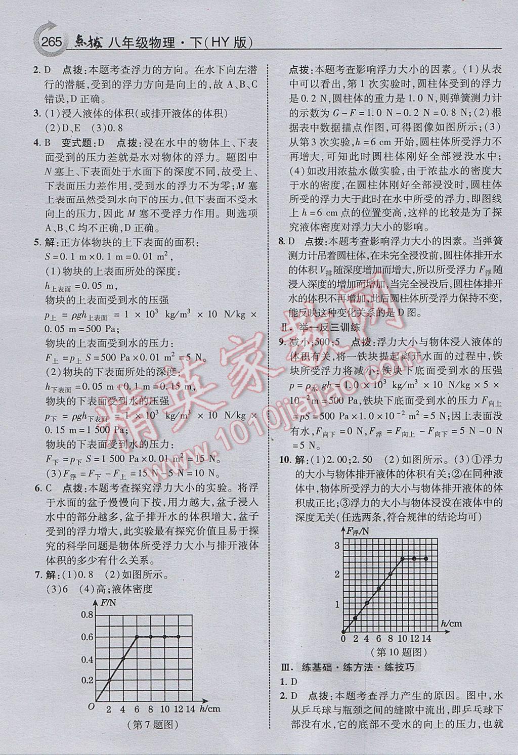 2017年特高級教師點撥八年級物理下冊滬粵版 參考答案第29頁