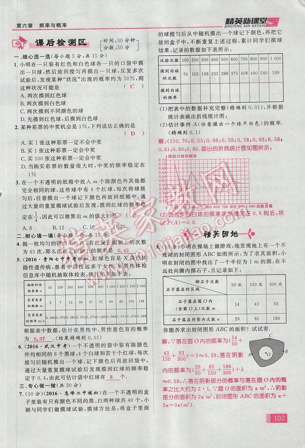 2017年精英新课堂七年级数学下册北师大版贵阳专版 第六章 概率初步第75页