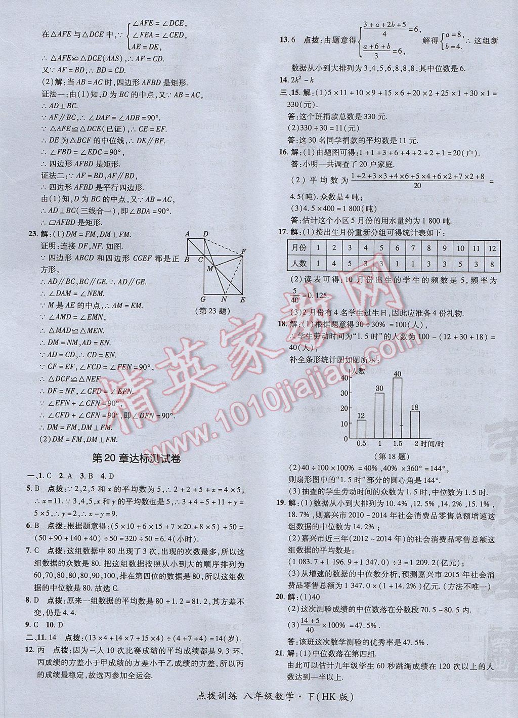 2017年點(diǎn)撥訓(xùn)練八年級(jí)數(shù)學(xué)下冊(cè)滬科版 參考答案第5頁(yè)