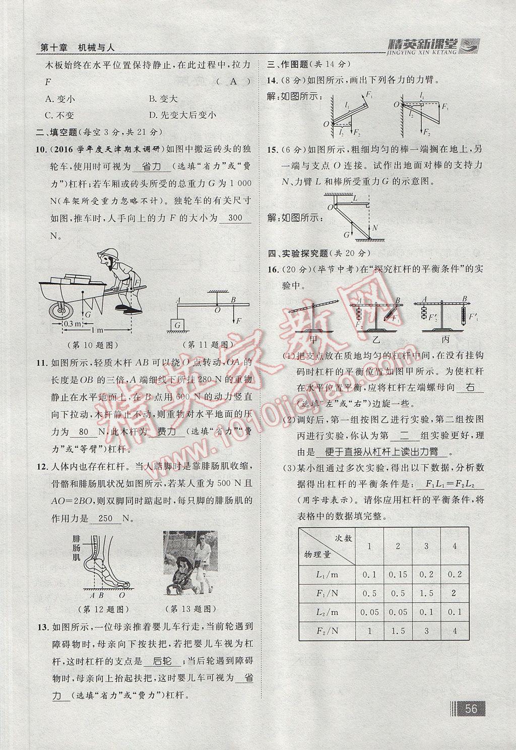 2017年精英新課堂八年級物理下冊滬科版貴陽專版 第十章 機(jī)械與人第140頁