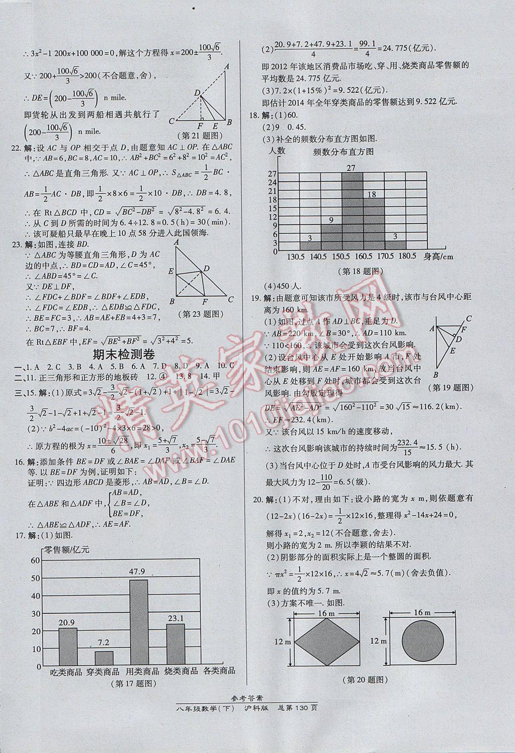 2017年高效課時(shí)通10分鐘掌控課堂八年級(jí)數(shù)學(xué)下冊(cè)滬科版 參考答案第20頁(yè)