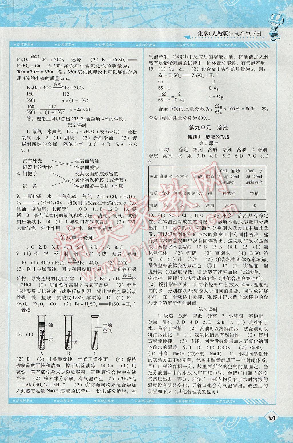 2017年課程基礎(chǔ)訓(xùn)練九年級(jí)化學(xué)下冊(cè)人教版湖南少年兒童出版社 參考答案第2頁(yè)