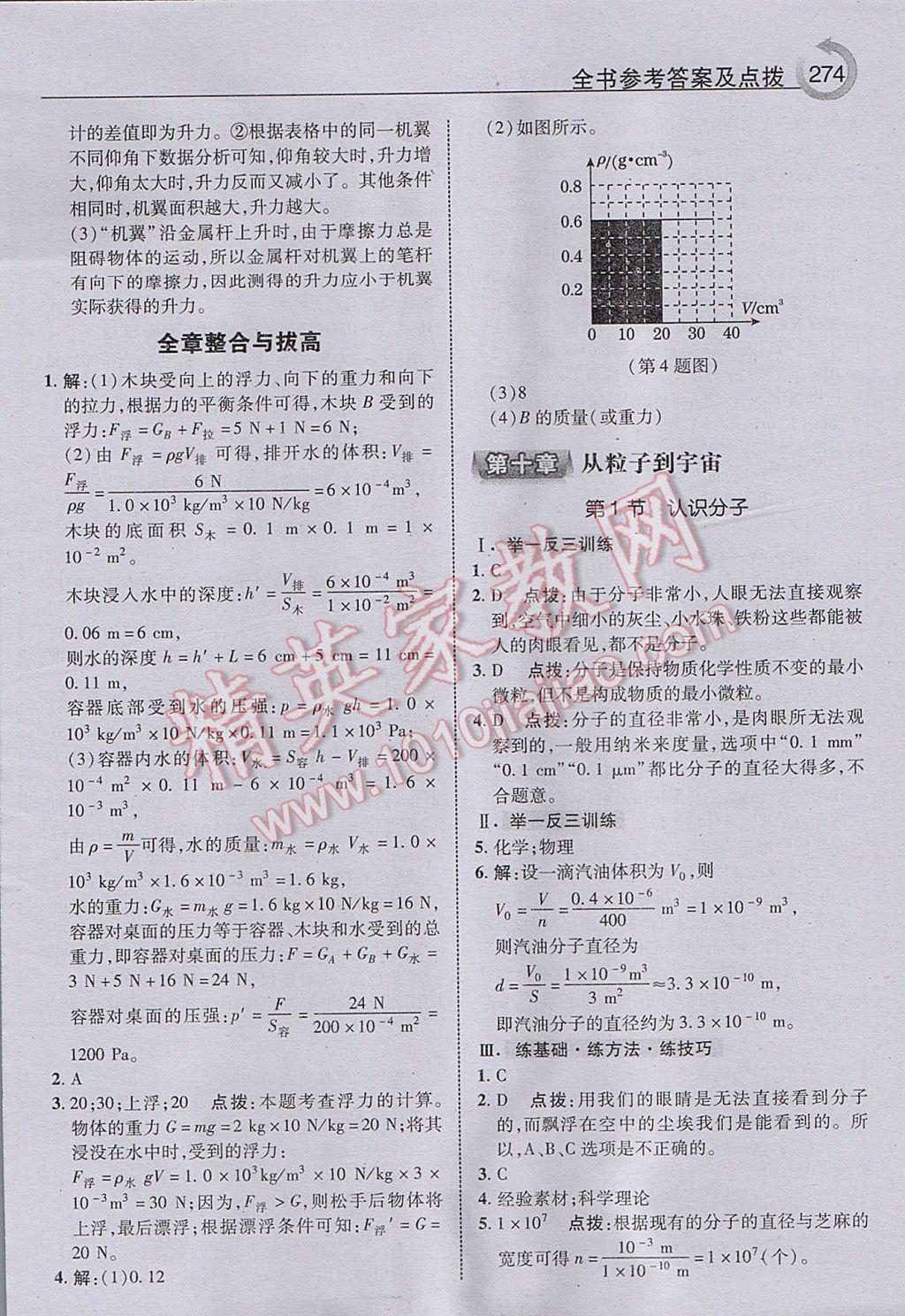 2017年特高級教師點撥八年級物理下冊滬粵版 參考答案第38頁