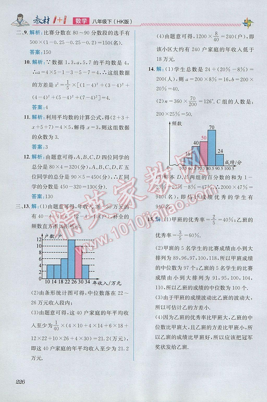 2017年教材1加1八年級數(shù)學下冊滬科版 參考答案第30頁