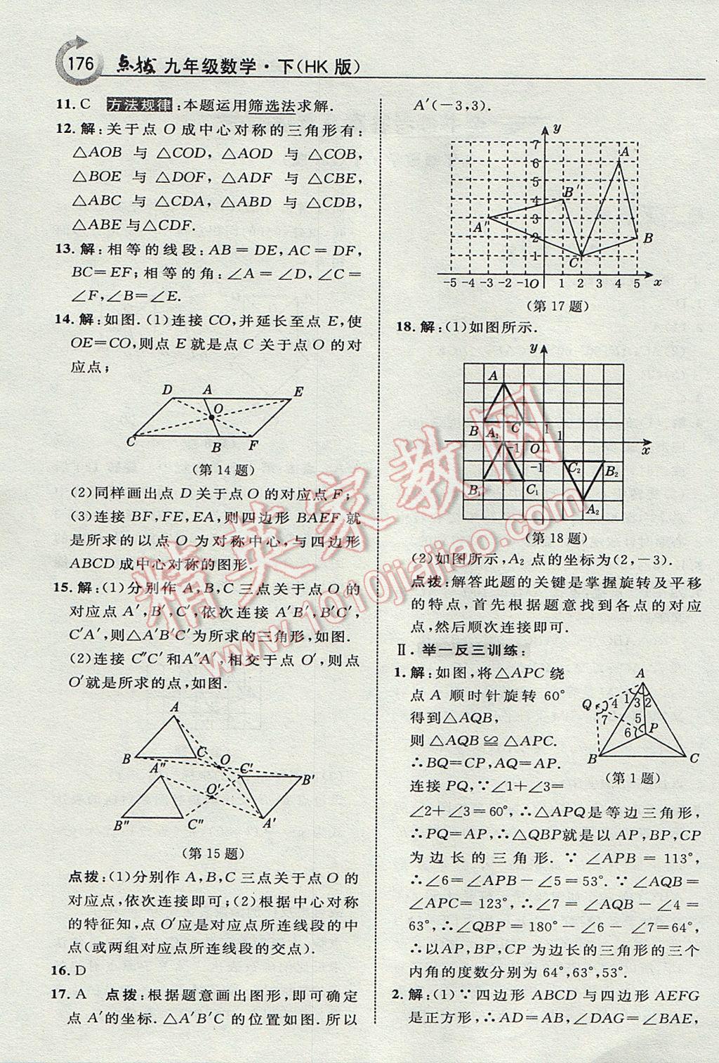 2017年特高級(jí)教師點(diǎn)撥九年級(jí)數(shù)學(xué)下冊(cè)滬科版 參考答案第2頁