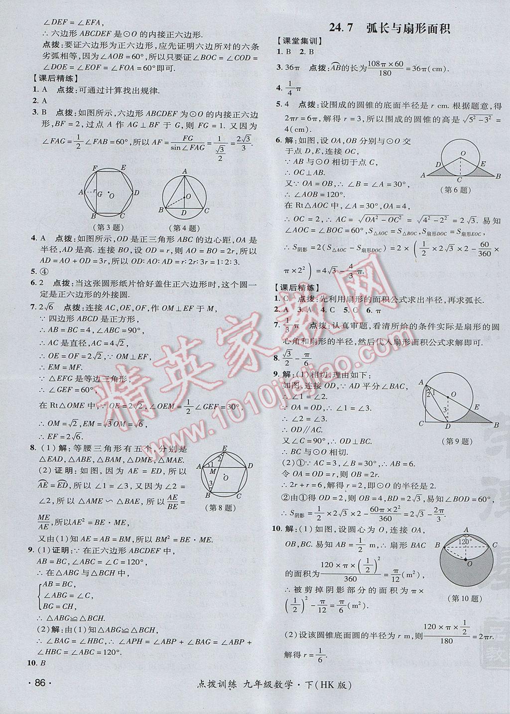 2017年點(diǎn)撥訓(xùn)練九年級(jí)數(shù)學(xué)下冊(cè)滬科版 參考答案第15頁