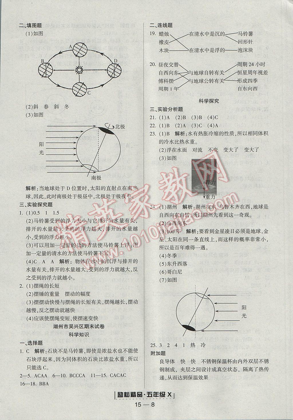 2017年勵(lì)耘書業(yè)浙江期末五年級(jí)科學(xué)下冊(cè) 參考答案第8頁(yè)