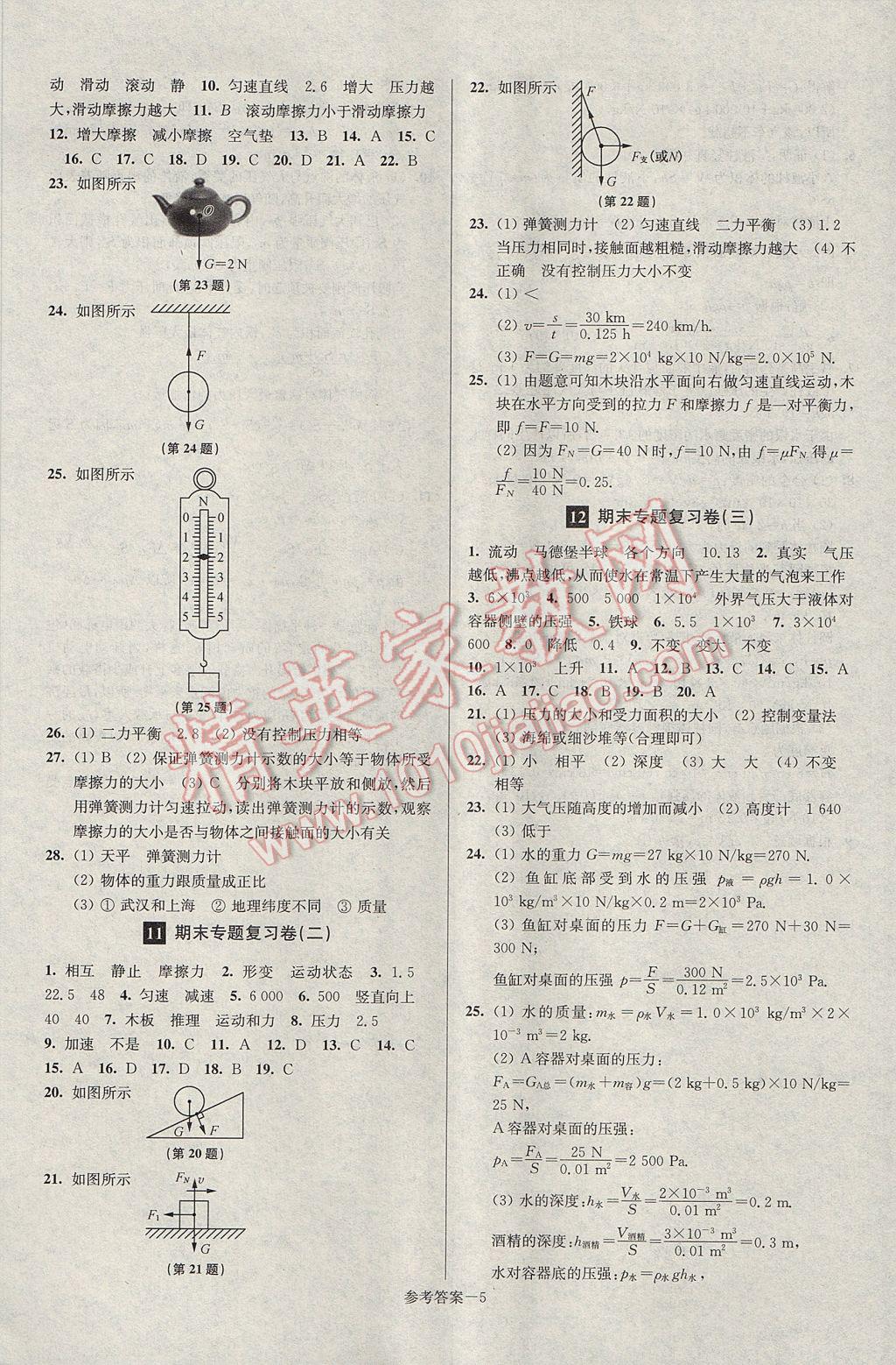 2017年超能學(xué)典名牌中學(xué)期末突破一卷通八年級物理下冊人教版 參考答案第5頁