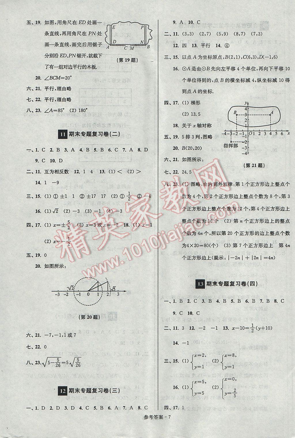 2017年超能學(xué)典名牌中學(xué)期末突破一卷通七年級(jí)數(shù)學(xué)下冊(cè)人教版 參考答案第7頁(yè)