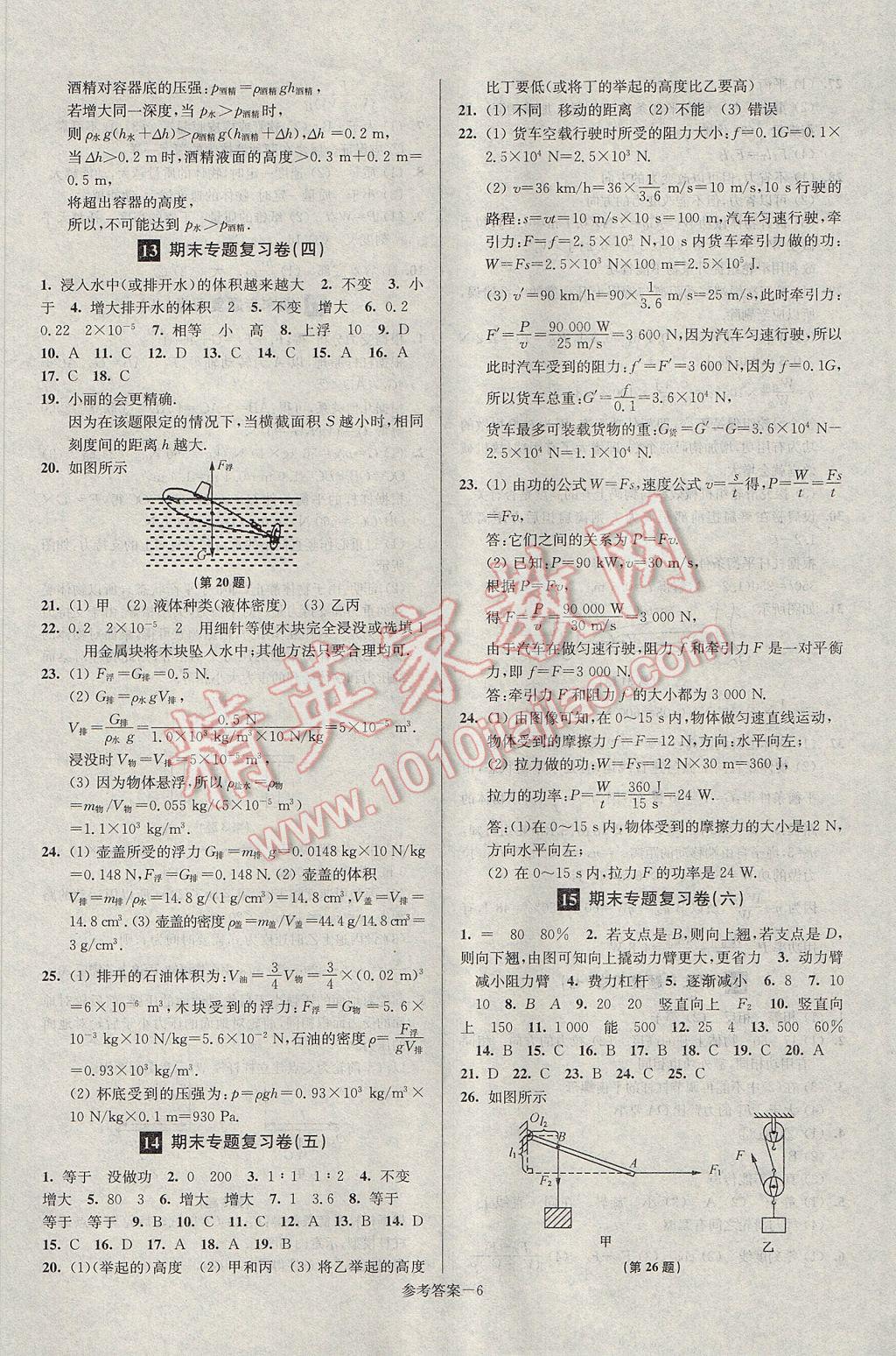 2017年超能學(xué)典名牌中學(xué)期末突破一卷通八年級物理下冊人教版 參考答案第6頁