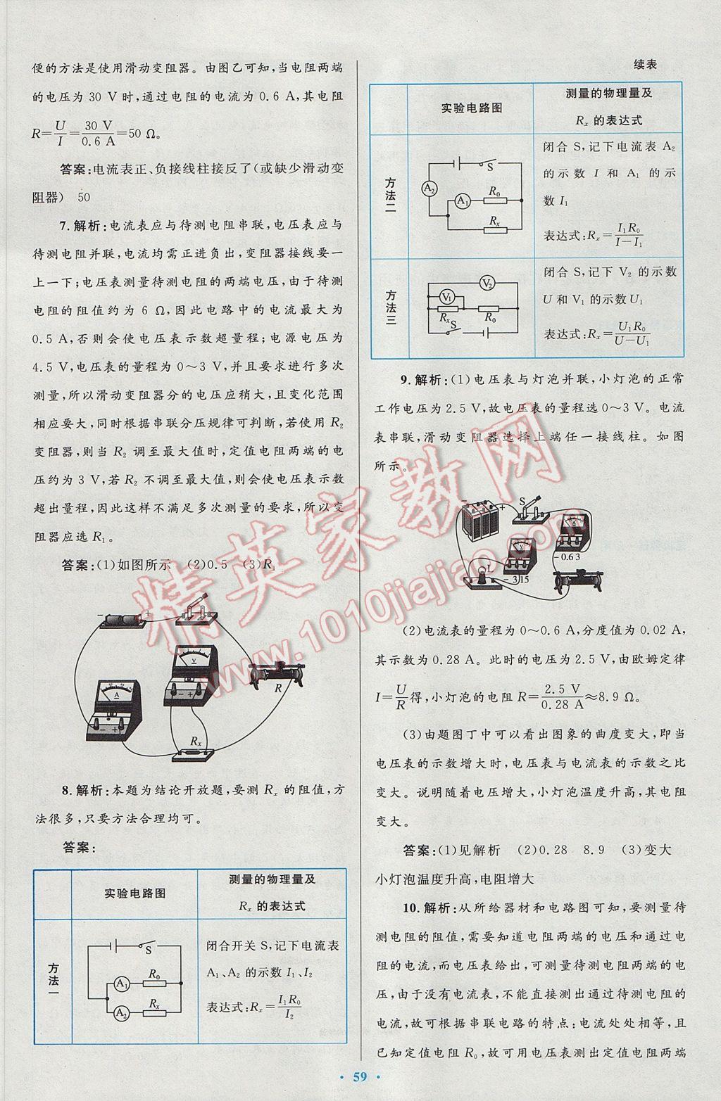 2016年初中同步測控優(yōu)化設(shè)計九年級物理全一冊人教版 參考答案第27頁