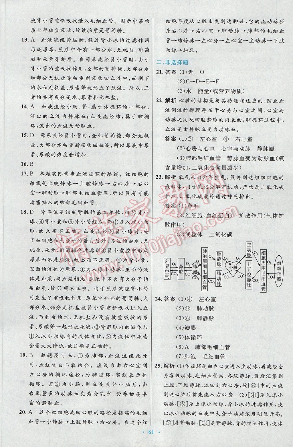 2017年初中同步测控优化设计七年级生物学下册人教版 参考答案第29页