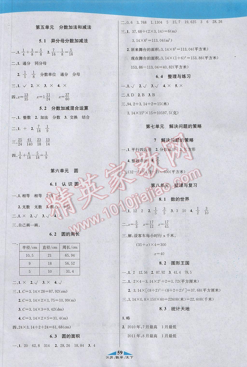 2017年課內(nèi)課外五年級數(shù)學(xué)下冊江蘇版 參考答案第13頁