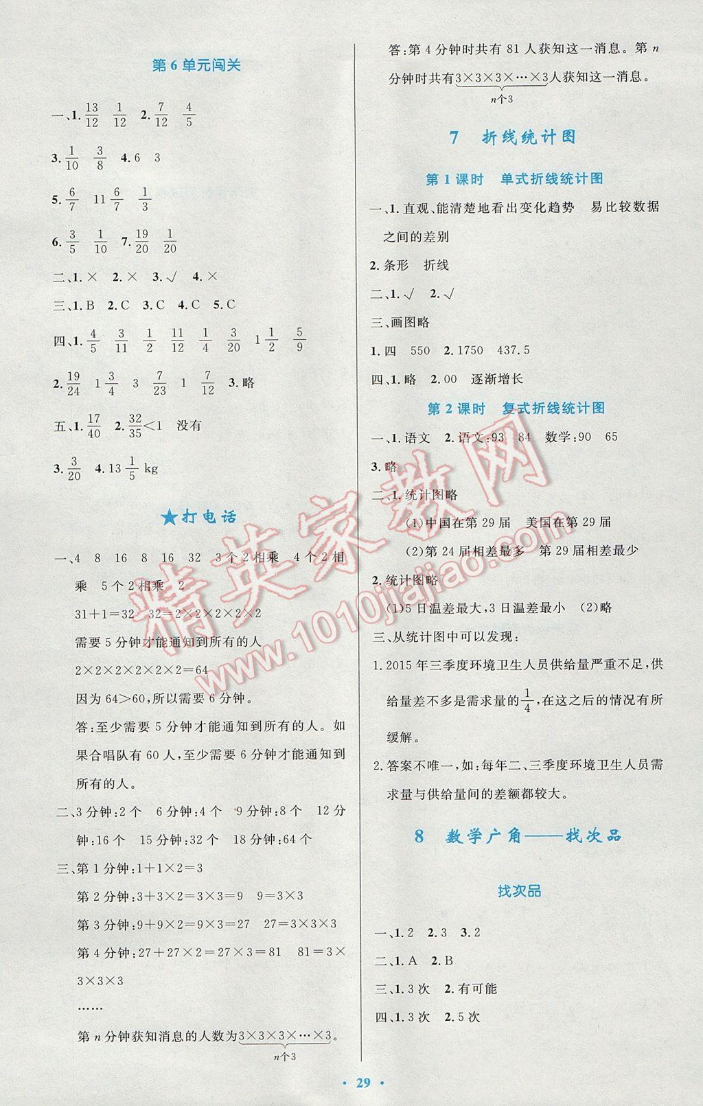 2017年小學(xué)同步測控優(yōu)化設(shè)計五年級數(shù)學(xué)下冊人教版 參考答案第9頁