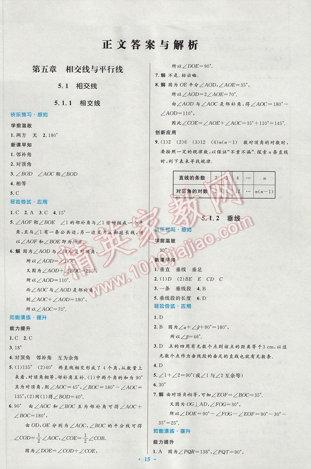 2017年初中同步测控优化设计七年级数学下册人教版 参考答案第2页