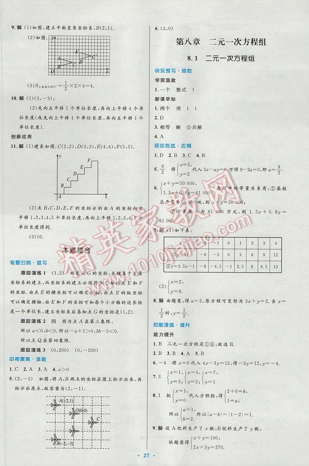 2017年初中同步测控优化设计七年级数学下册人教版 参考答案第13页