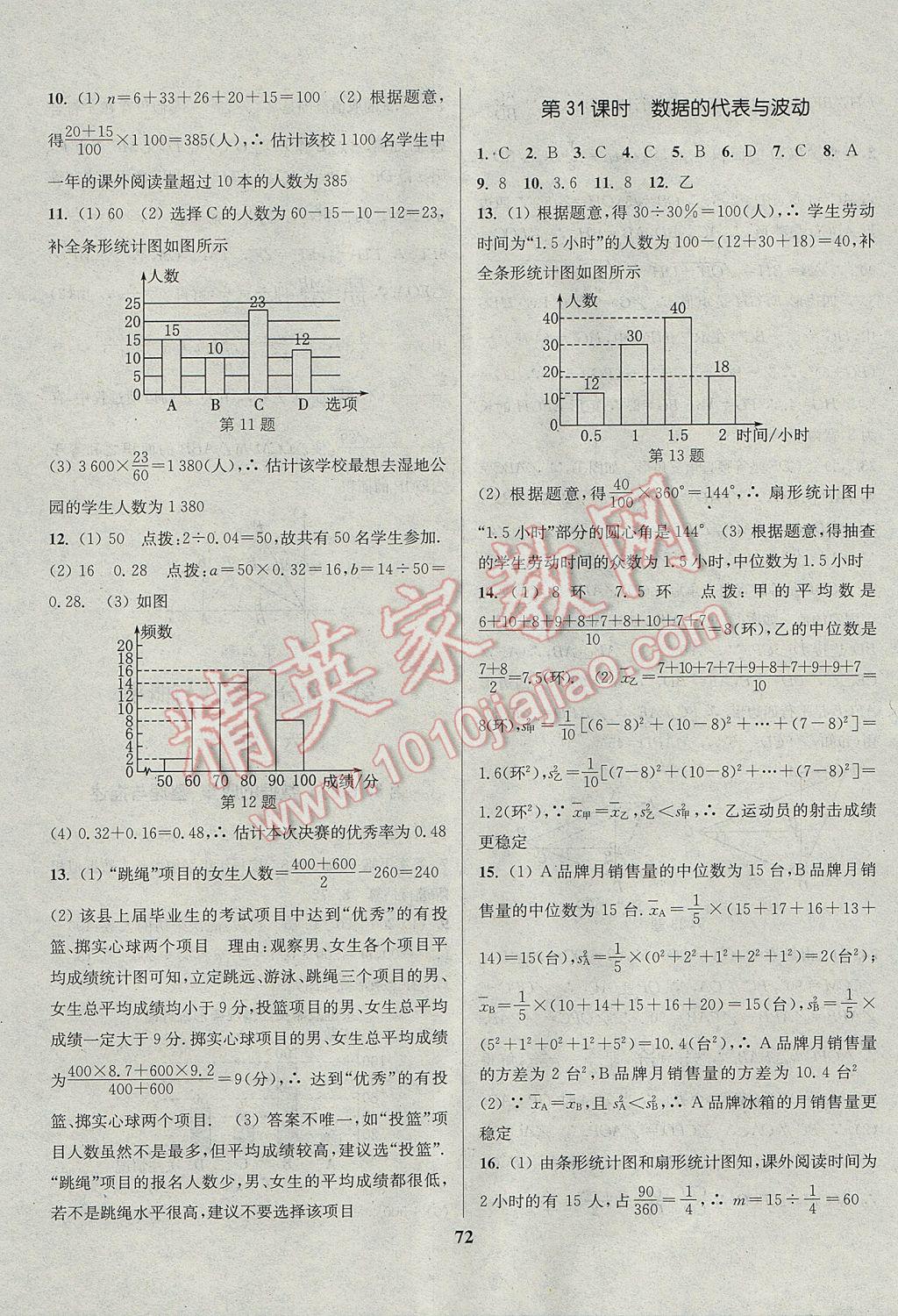 2017年通城学典通城1典中考复习方略数学江苏专用 参考答案第72页